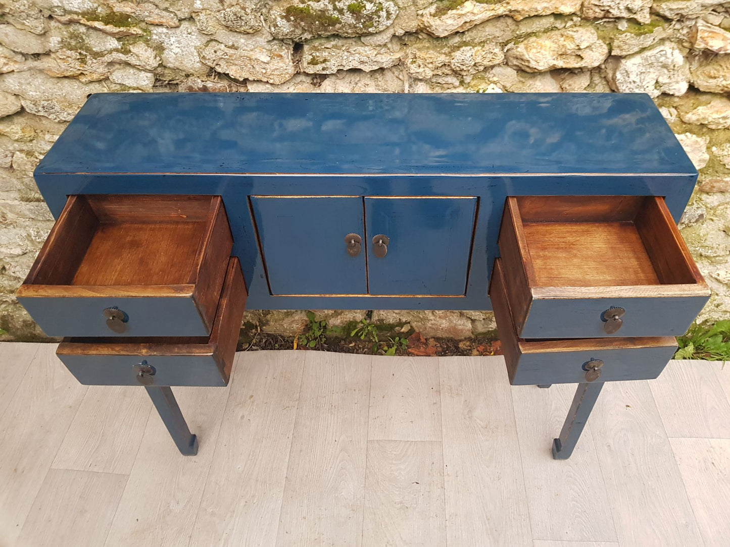 Meuble Console Laquée Bleu Canard
