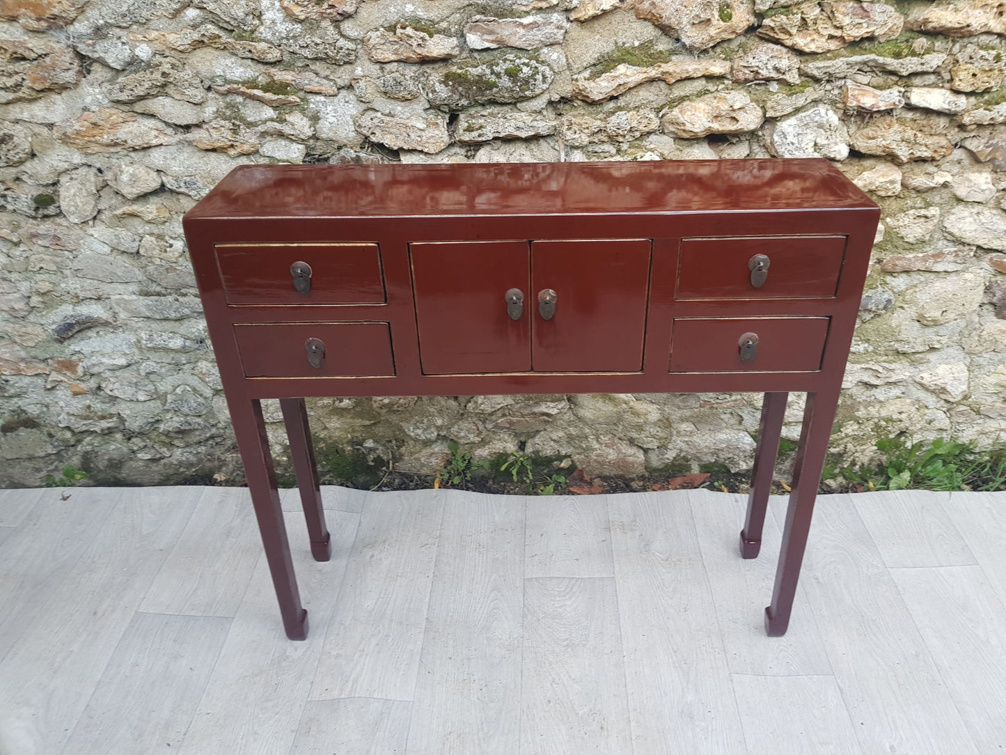 Meuble Console Laquée Rouge Cerise