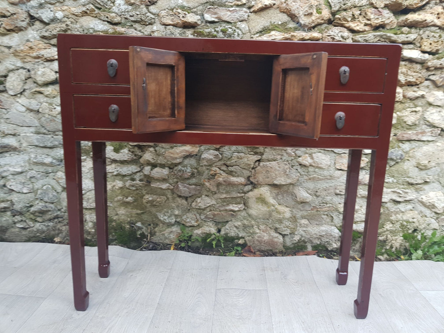 Meuble Console Laquée Rouge Cerise
