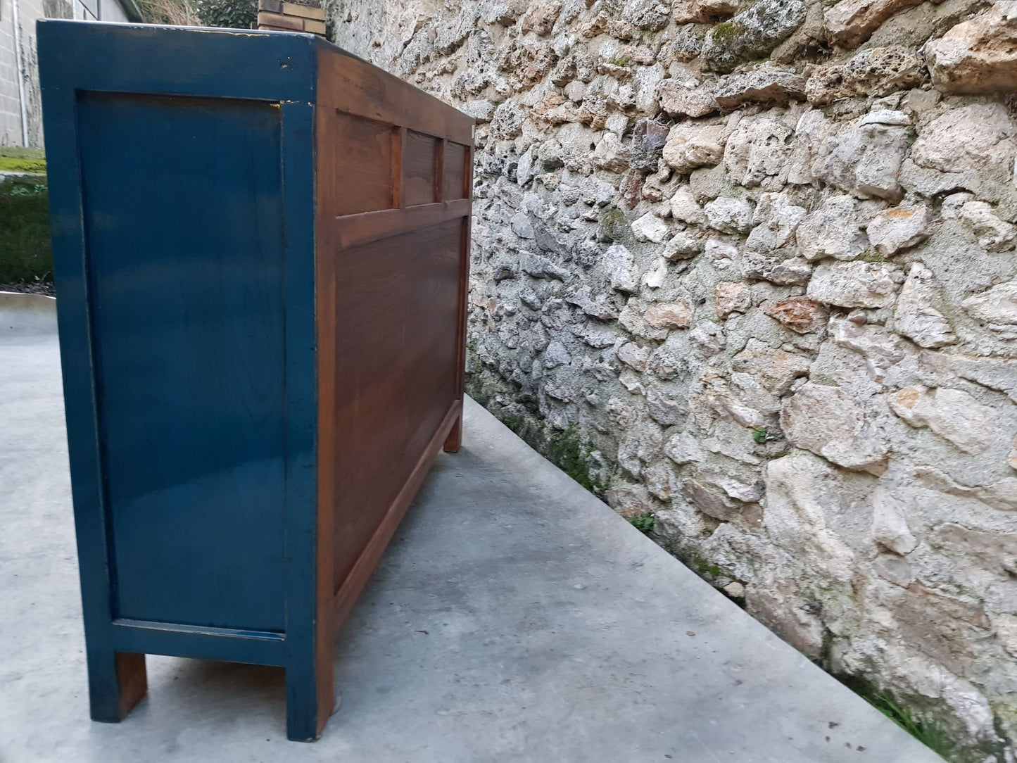 Moyen buffet 3 tiroirs 2 portes 30cm laqué couleur bleu marine bleu canard 6