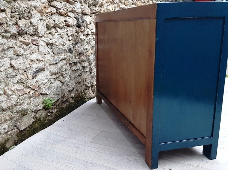 meuble buffet 3 tiroirs 2 portes laqué couleur bleu canard bleu marine 6