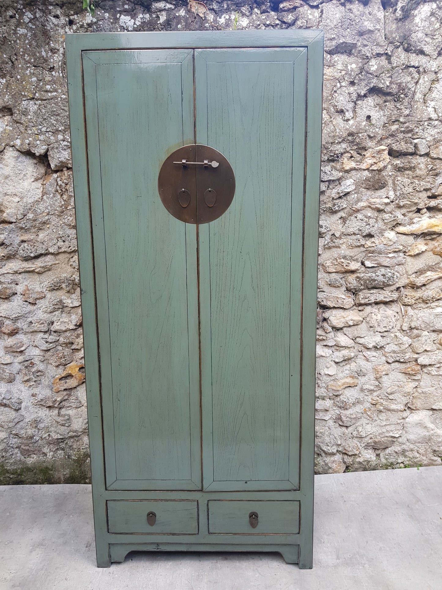 Armoire penderie vert d'eau face
