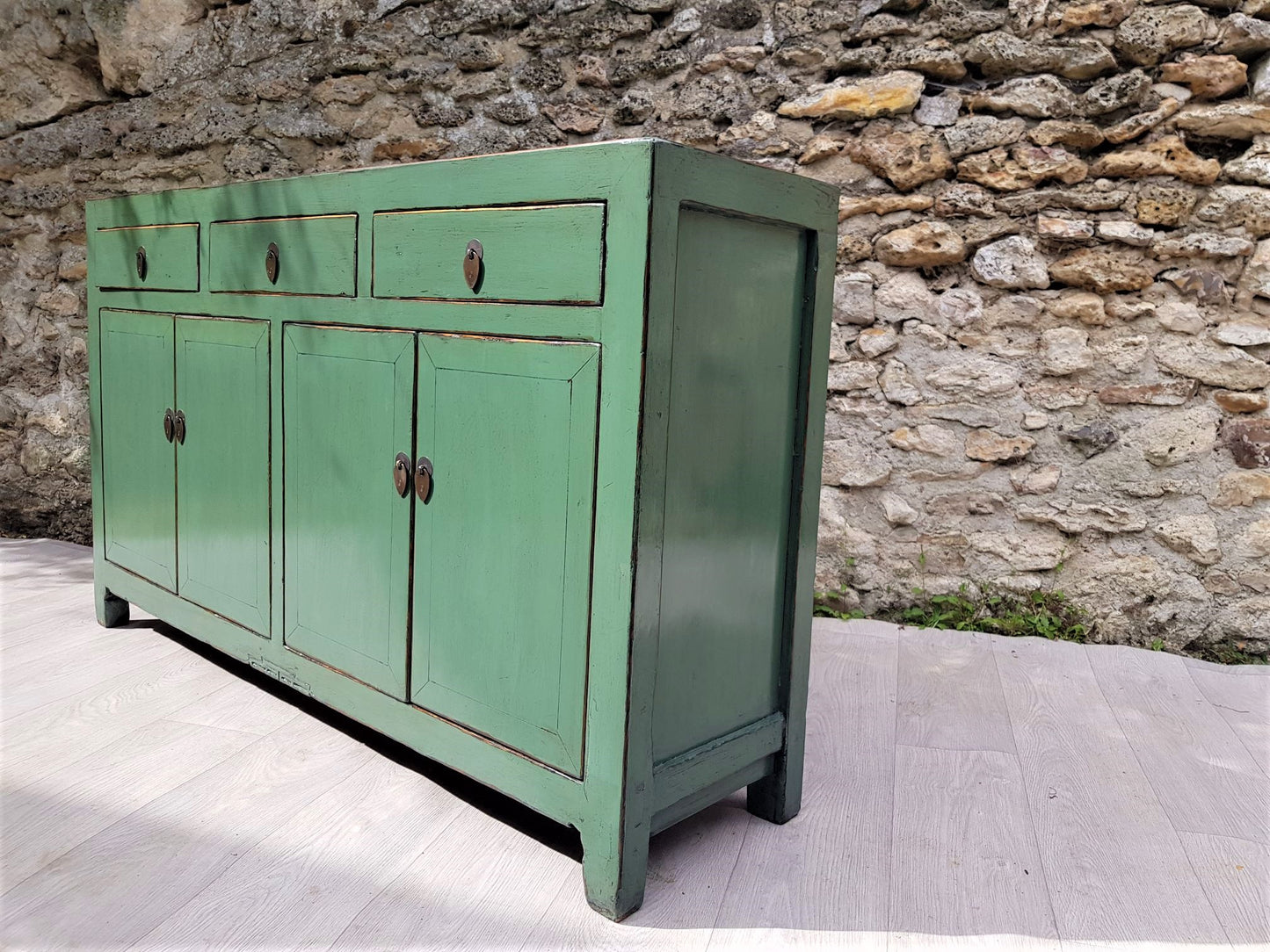 grand meuble buffet enfilade vert amande gauche