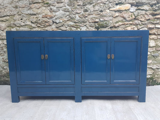 grand buffet 4 portes laqué bleu petrole vue de face