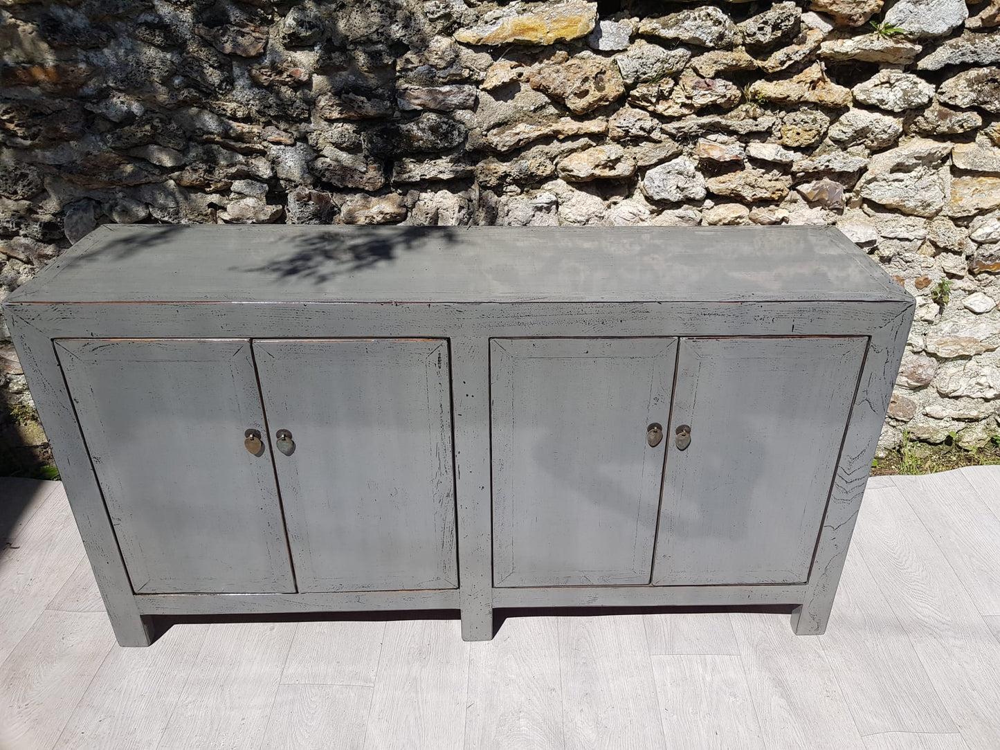 Large Buffet Medium Gray Lacquered Furniture 4 Doors