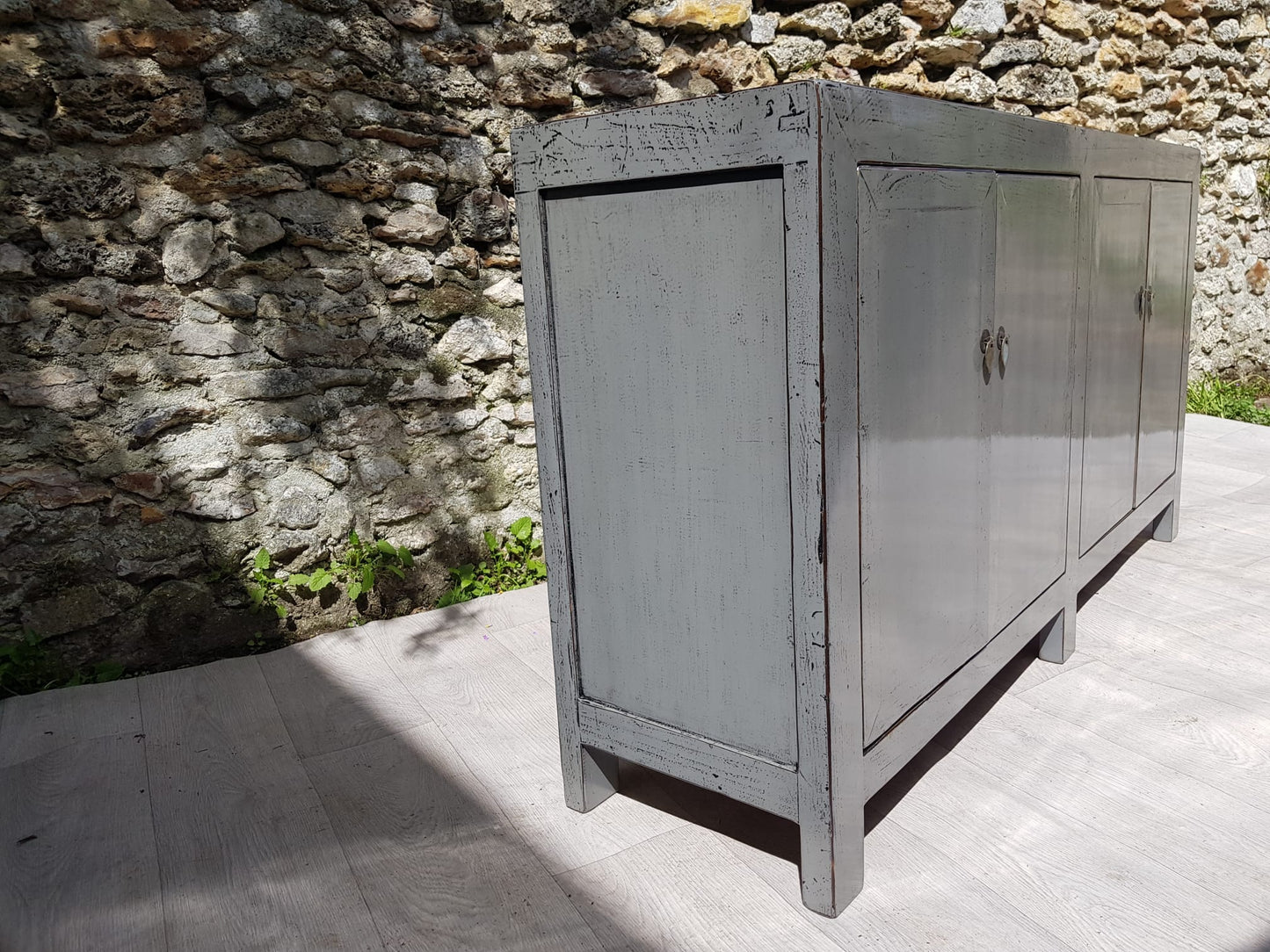 Buffet Grande Mobile Laccato Grigio Medio 4 Ante