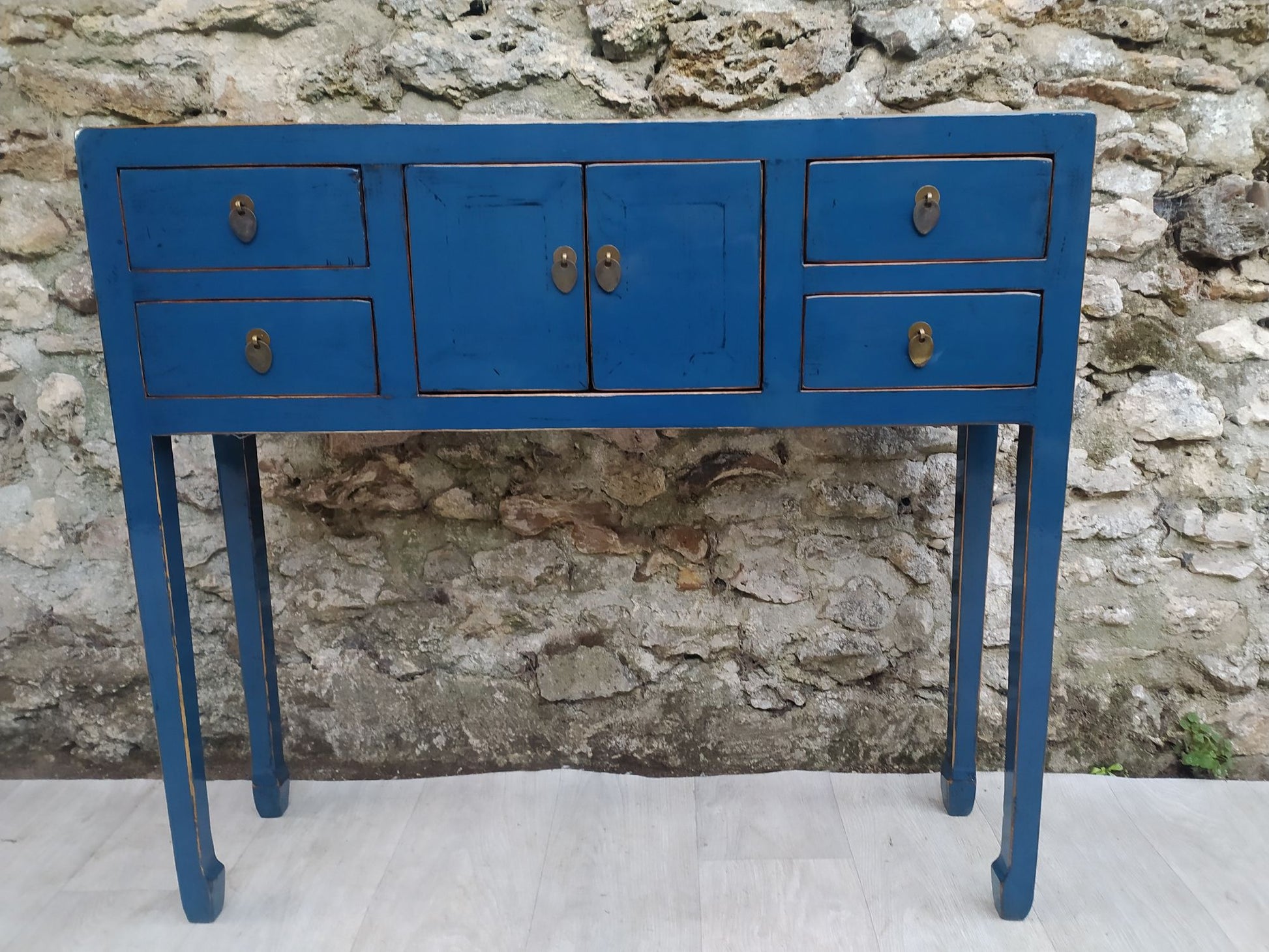 Console bleu pétrole laquée face