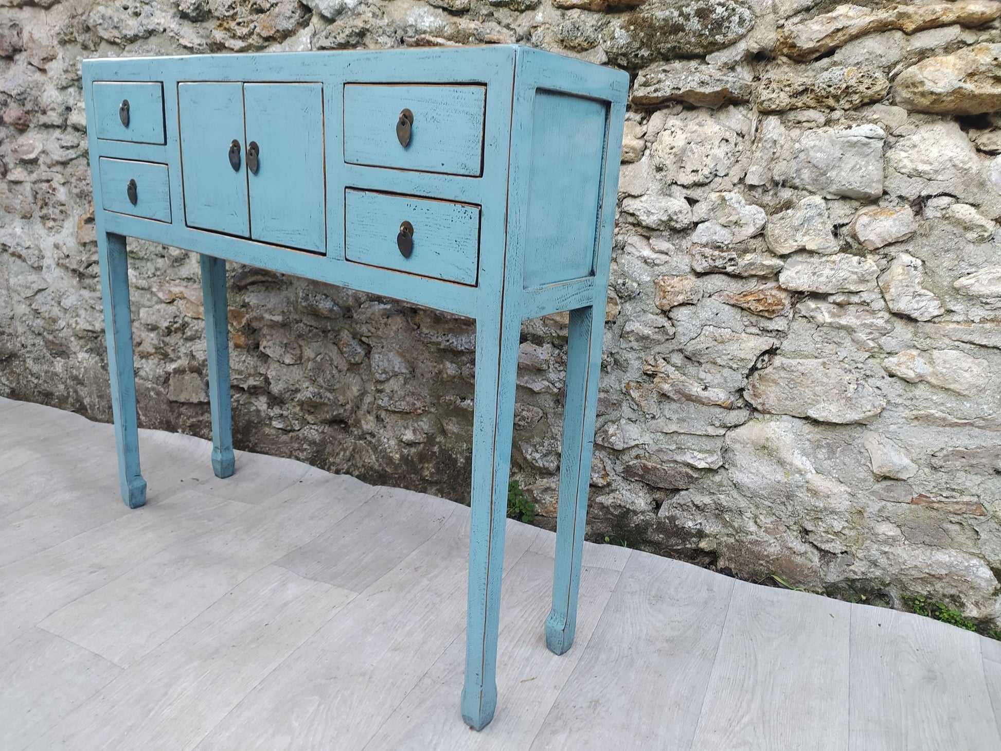 Console bleu pastel laquée droite
