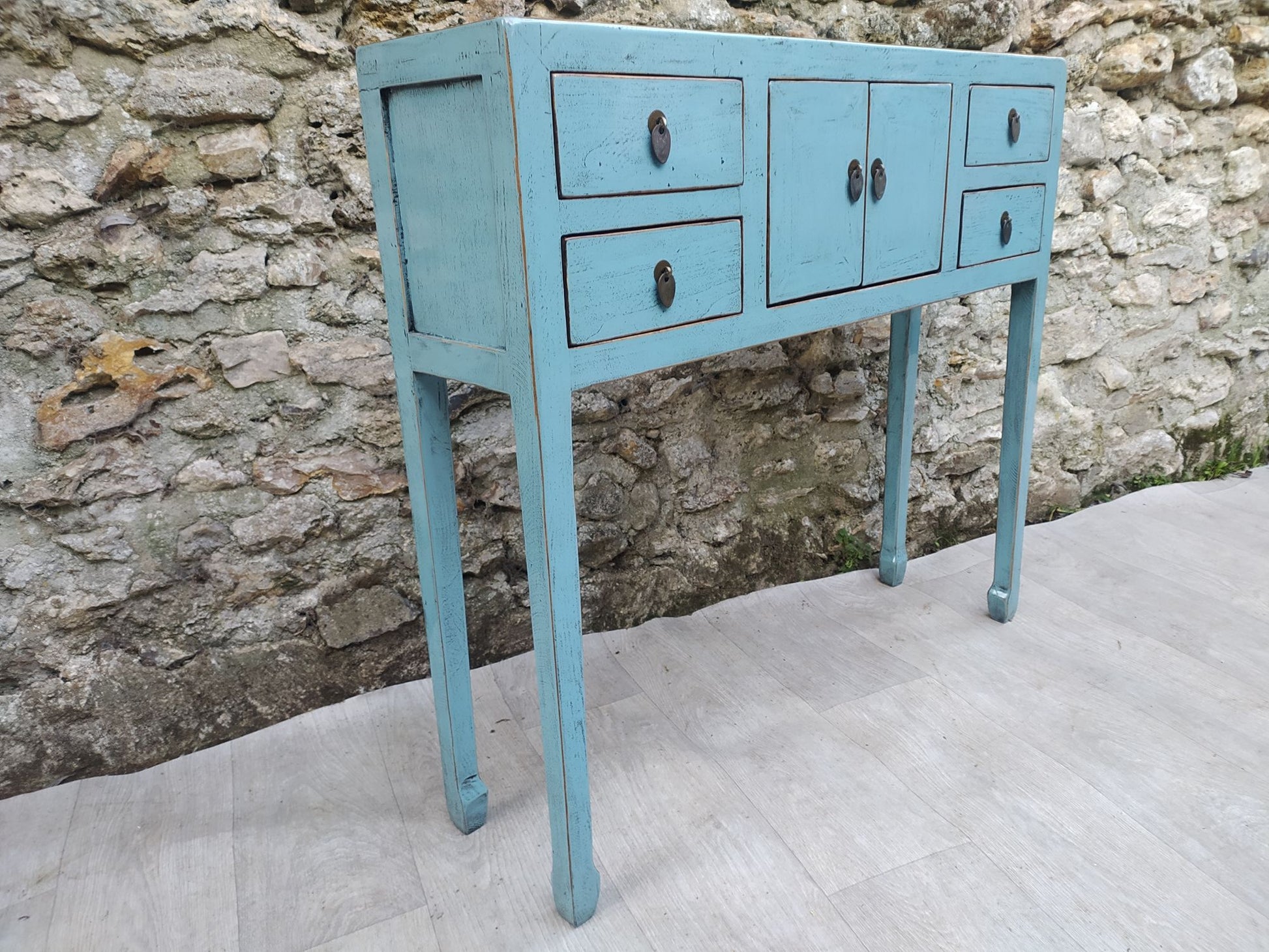 Console bleu pastel laquée gauche