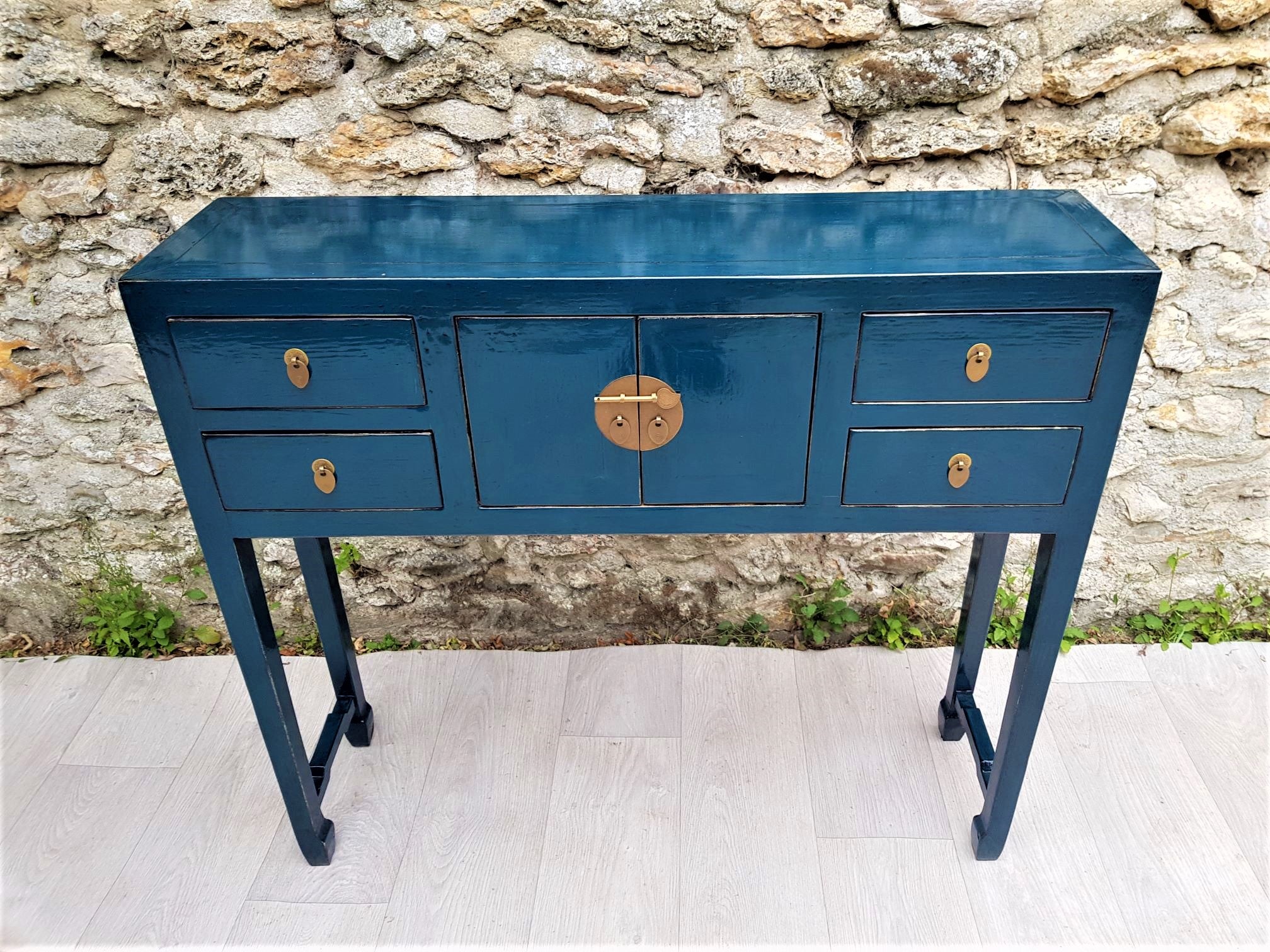 Blue console store cabinet