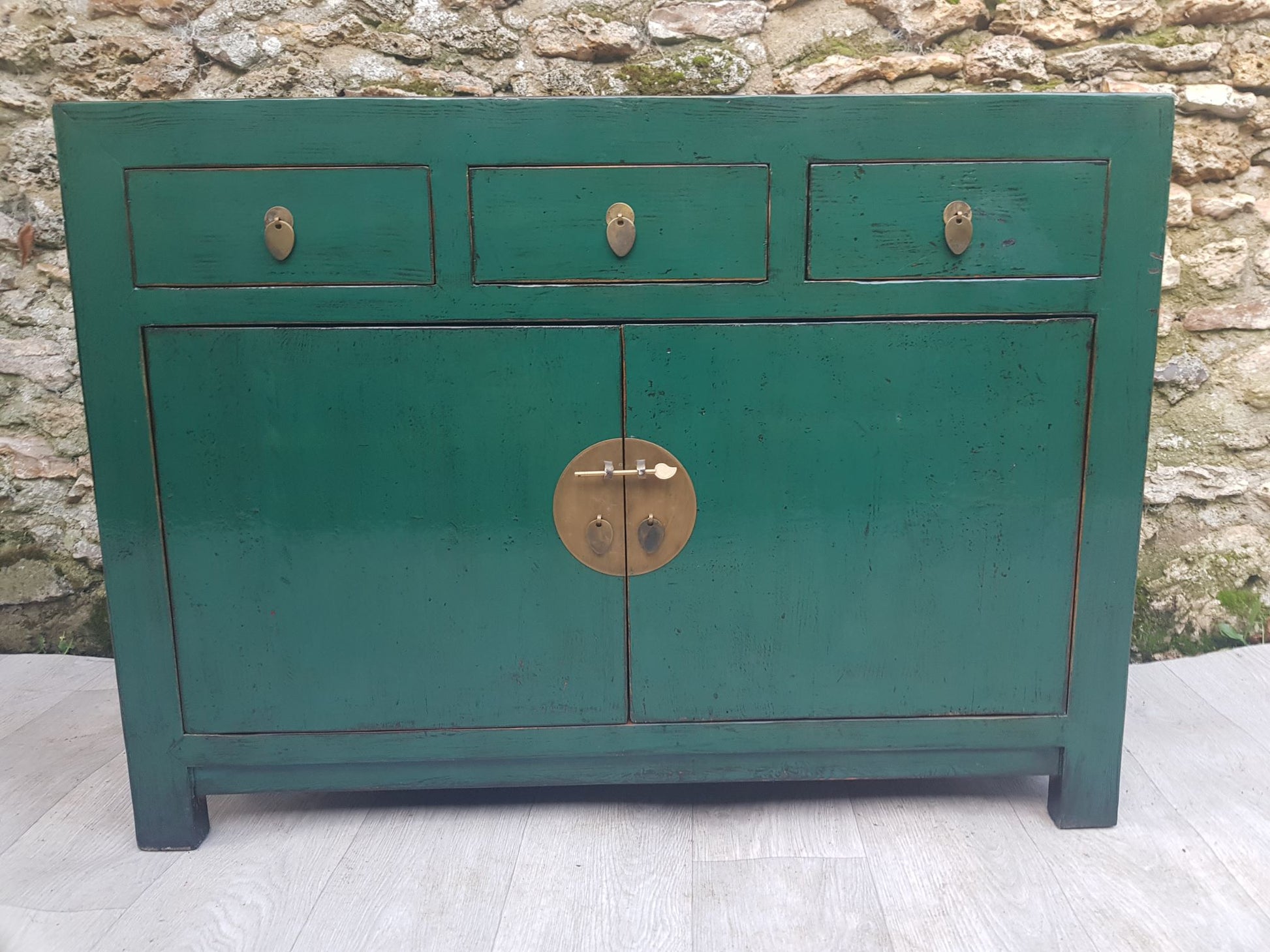 buffet moyen laque vert emeraude face