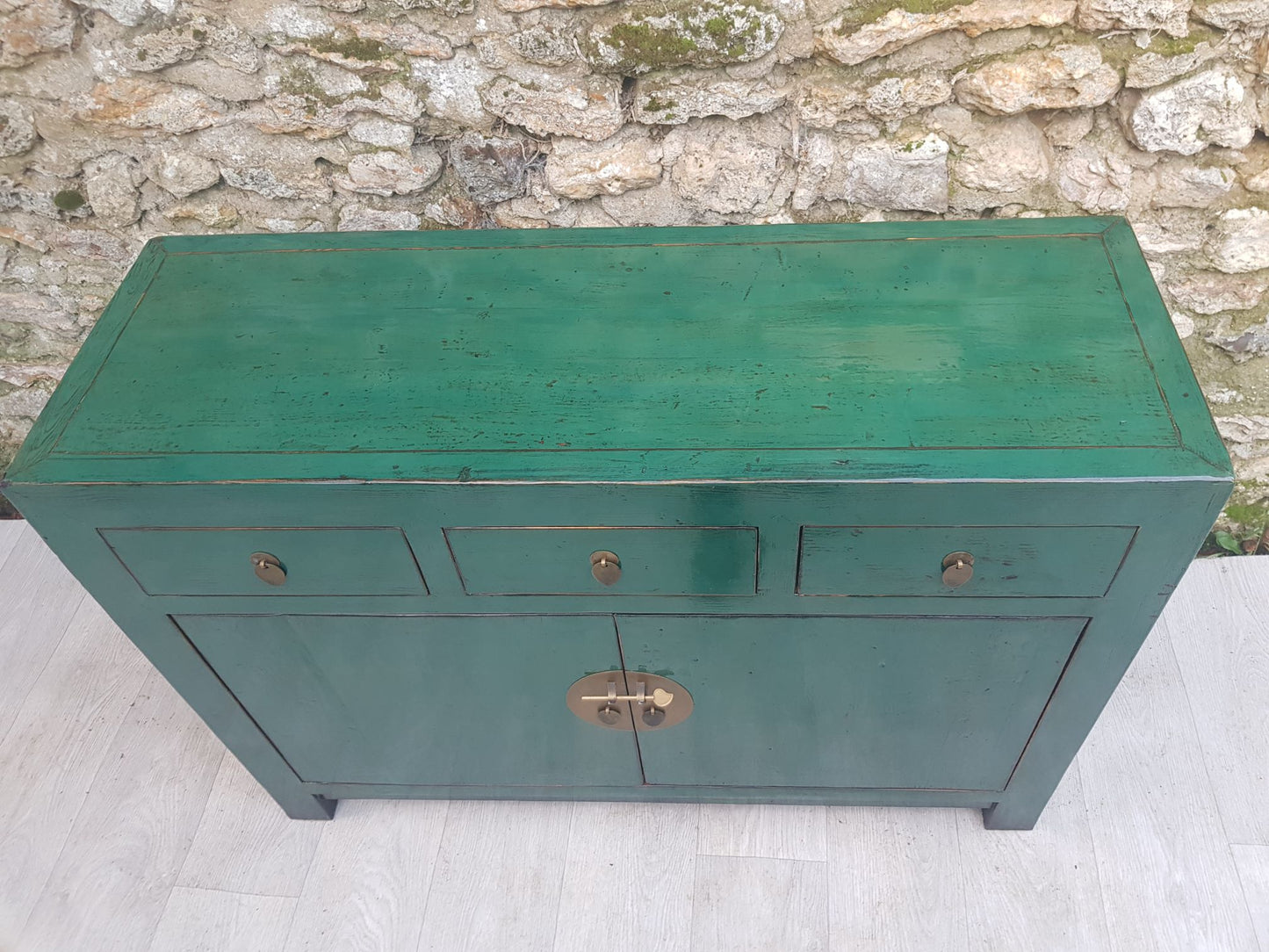 buffet moyen laque vert emeraude dessus